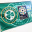 Flag with Ireland Football logo and FIFA Women's World Cup 2023 logo on a green background