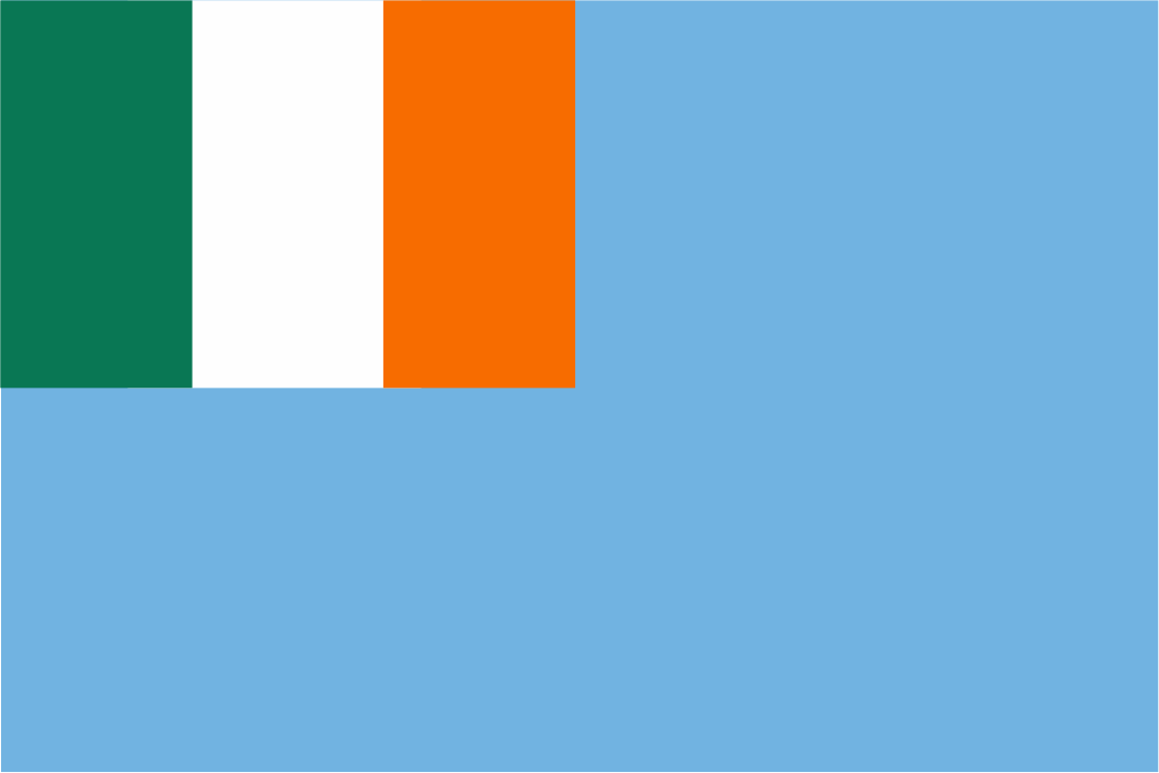 Flag with green, orange, and blue horizontal stripes