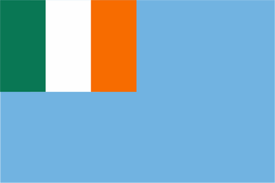 Flag with green, orange, and blue horizontal stripes