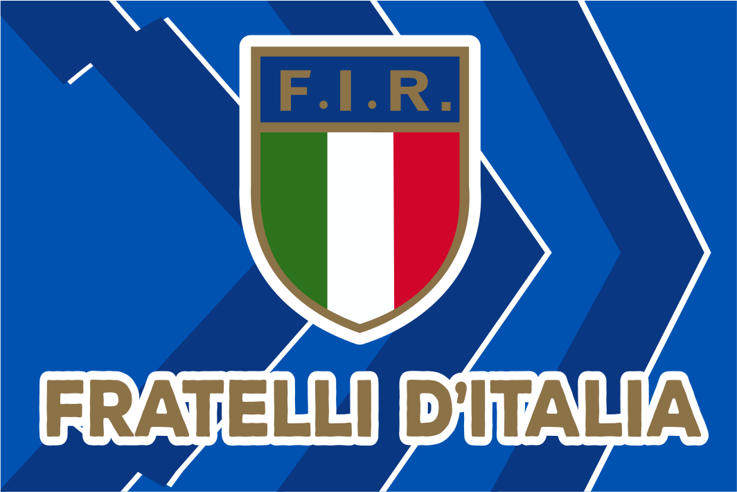 Bandeira com crista de rugby da Itália