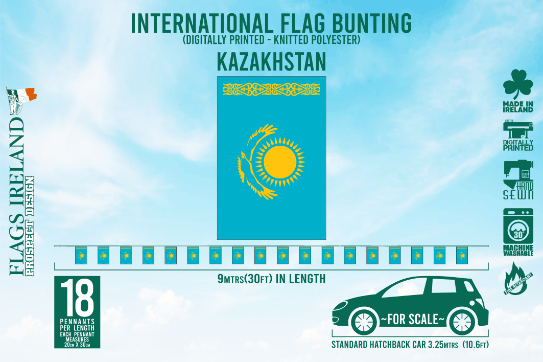 Wimpelkette mit Flagge Kasachstans