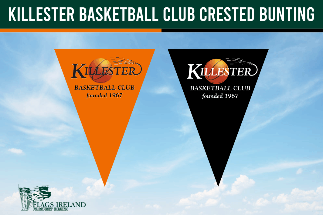 Club Flags Design Killester Basketball Club Crest Bunting – Durable Polyester, Indoor ...
