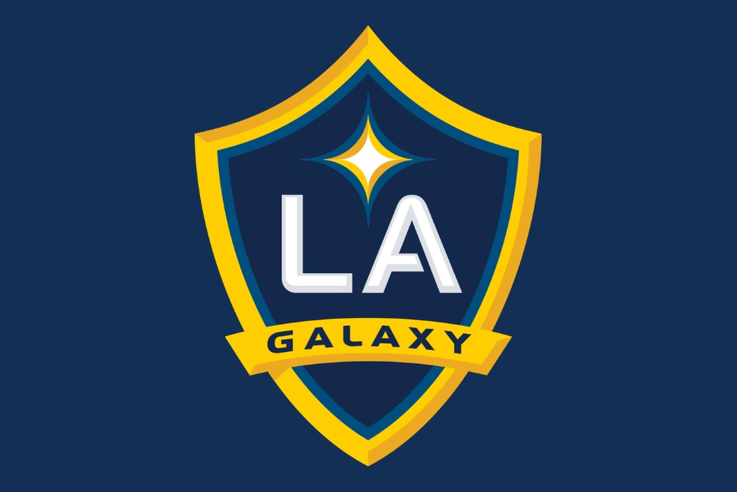 LA Galaxy logo on a blue background