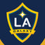LA Galaxy logo on a blue and yellow background. 