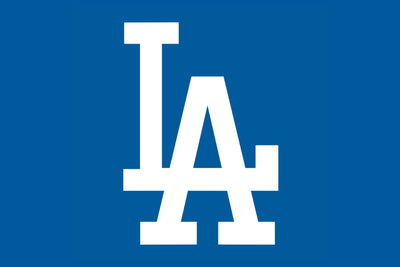 White 'LA' Los Angeles logo on a blue background