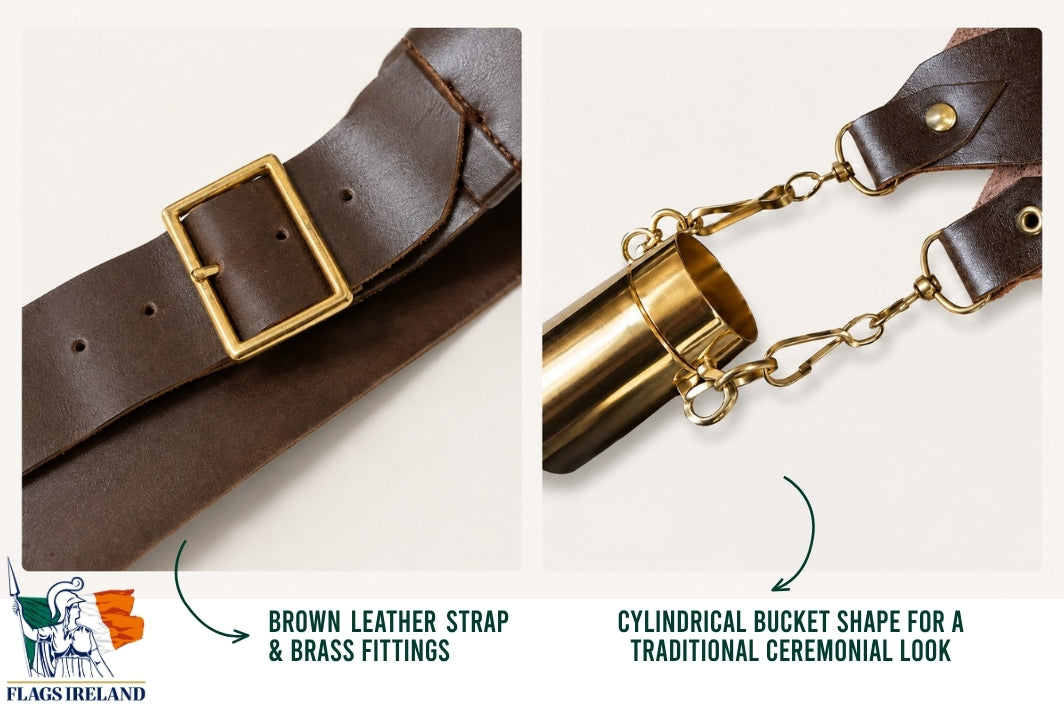 Leather Carrying Strap With Brass Bucket close details