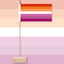 Colorful striped flag on a pink and purple background