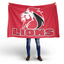 someone holding Lions logo Red background