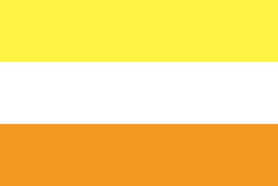 Maverique Pride Flag Two horizontal stripes of yellow and orange on a white background