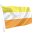 Maverique Pride Flag with yellow, white, and orange horizontal stripes on a white background