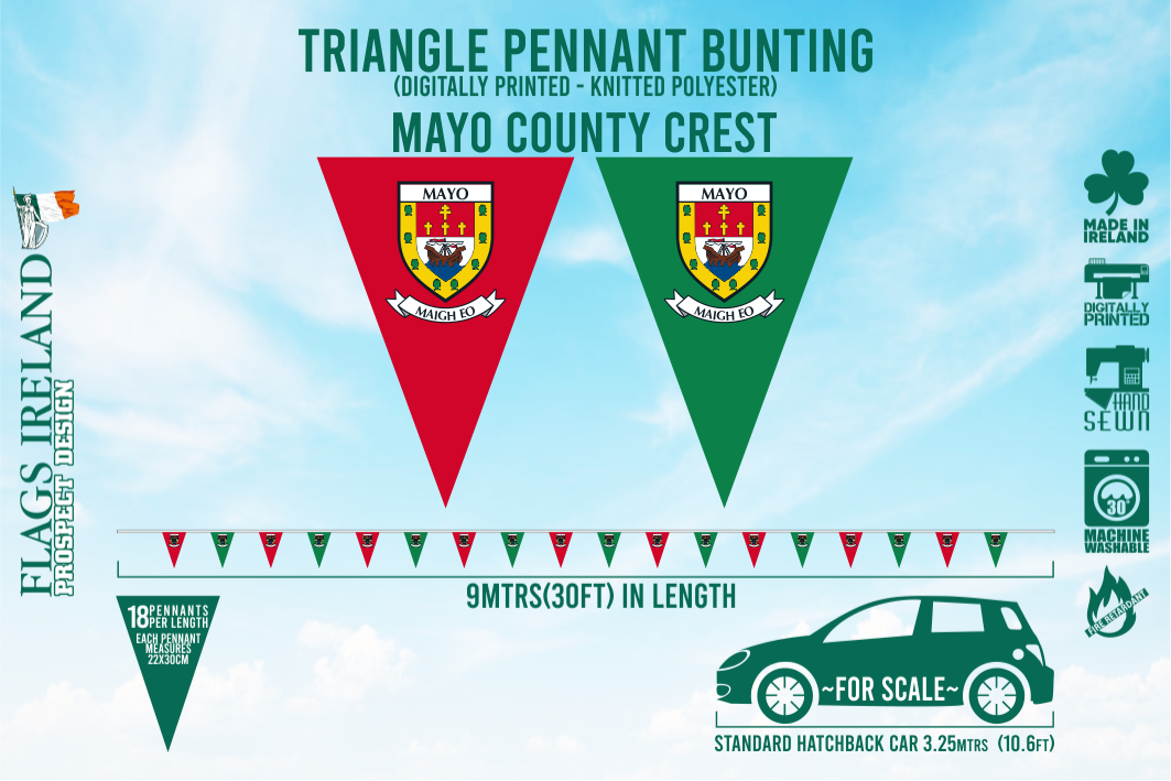 Mayo County Crest Bunting – Flags Ireland Prospect Design