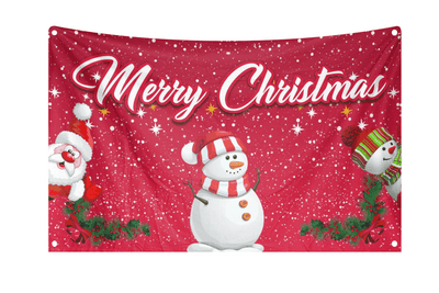 Merry Christmas Snowman Flag