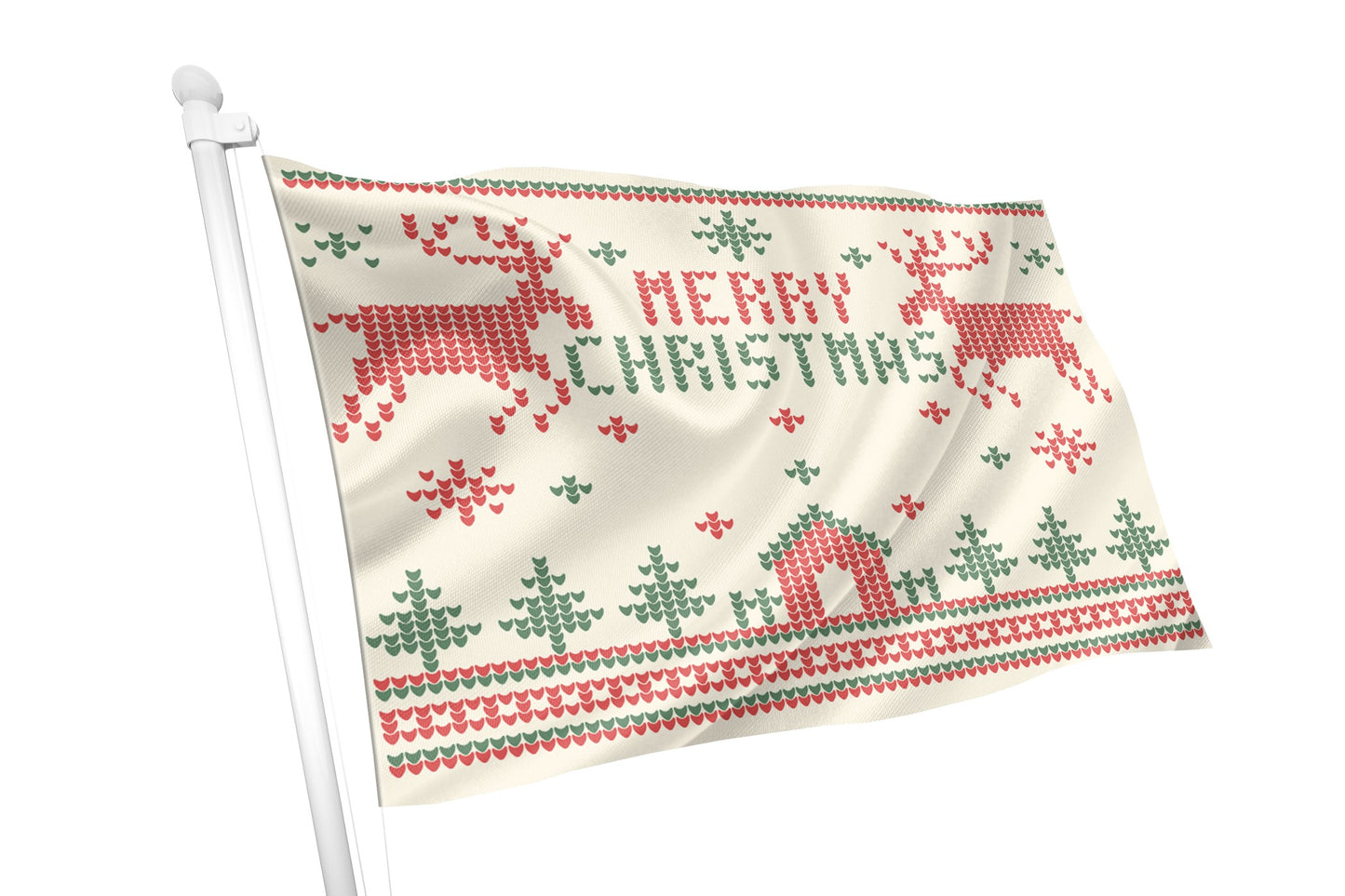 Merry Christmas Knitted Pattern Flag