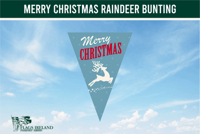 Merry Christmas Reindeer Blue Bunting