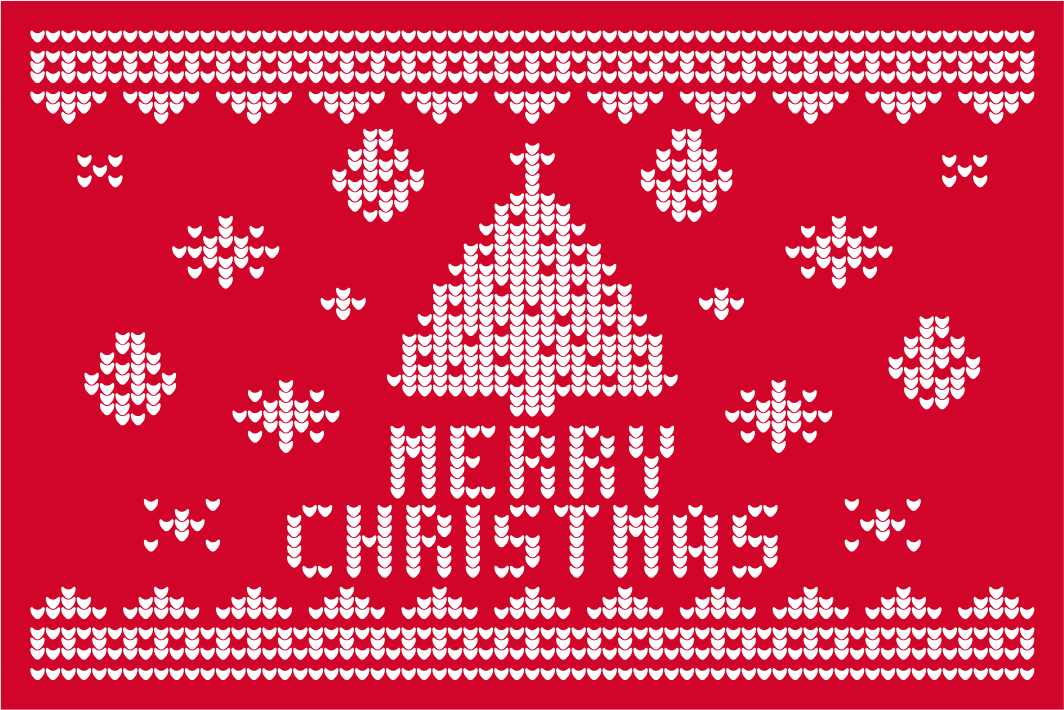 Merry Christmas Knitted Pattern Red Flag