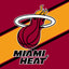 Miami Heat logo on a red and yellow striped background