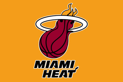 Miami Heat logo on a yellow background