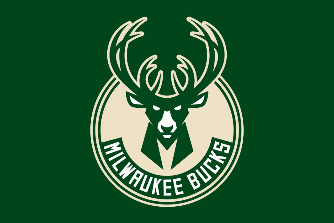 Milwaukee Bucks logo on a green background