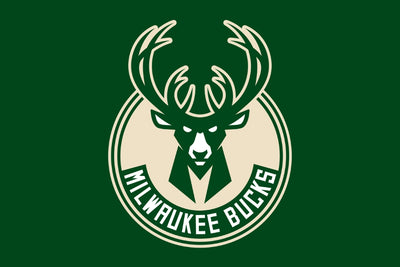 Milwaukee Bucks logo on a green background
