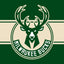 Milwaukee Bucks logo with green and beige stripes on a green background