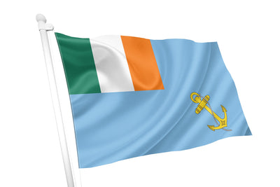 Flag with green, white, orange, and blue colors, featuring a yellow anchor on a white background.
