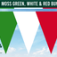 Moss Green, White & Red Colour Bunting - Italian Flag Colours