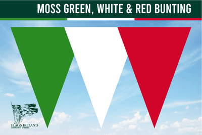 Wimpelkette in Moosgrün, Weiß und Rot – Farben der italienischen Flagge