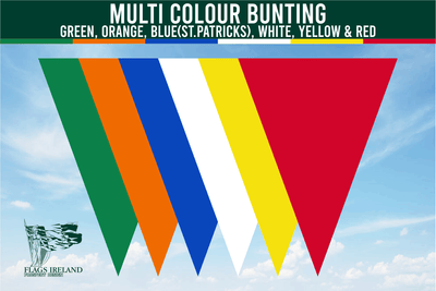 Mehrfarbige Wimpelkette – Grün (National), Orange, Blau (St. Patricks), Weiß, Gelb und Rot