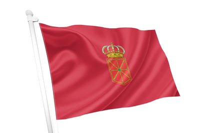 Red flag with a coat of arms on a white background. flying flag