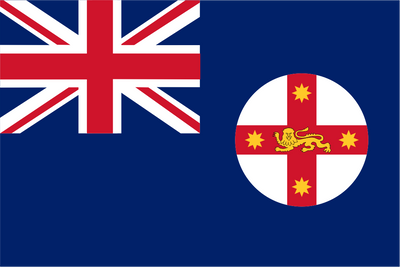 New South Wales Flag. British Ensign Blue Red and Yellow