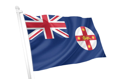 New South Wales Flag flying on a white background