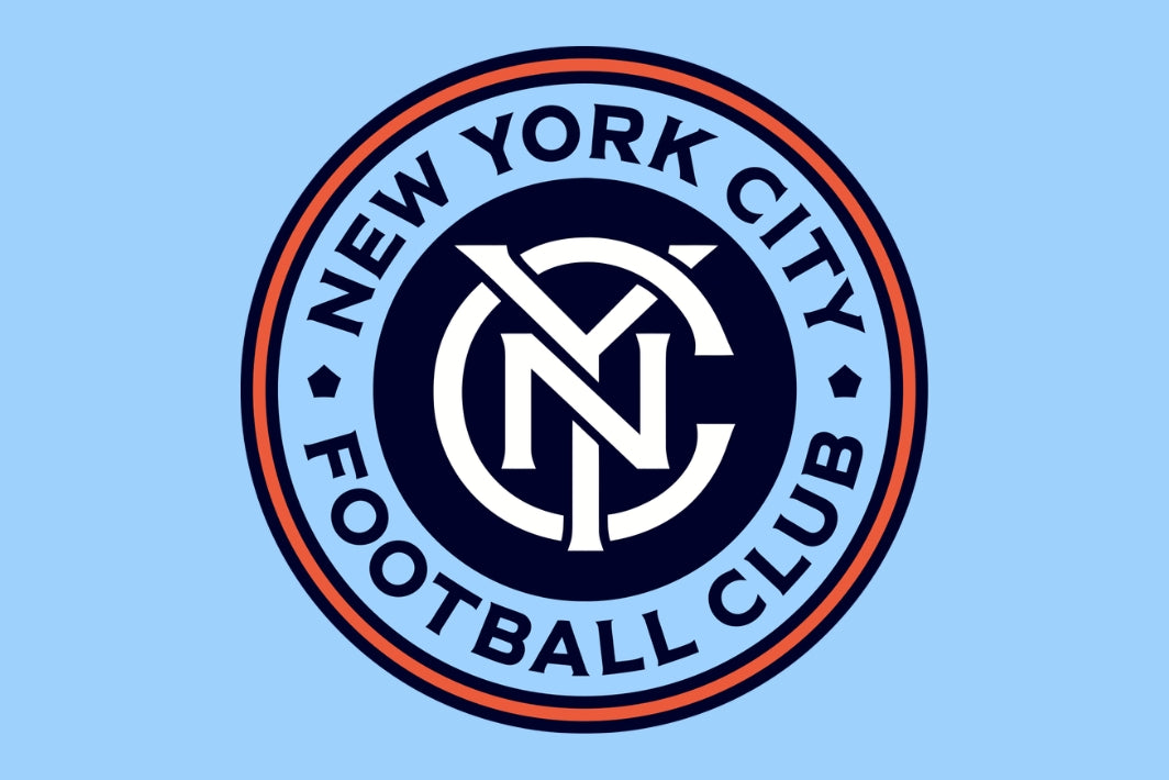 New York City Football Club logo on a light blue background