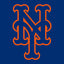 Logo of the New York Mets on a blue background