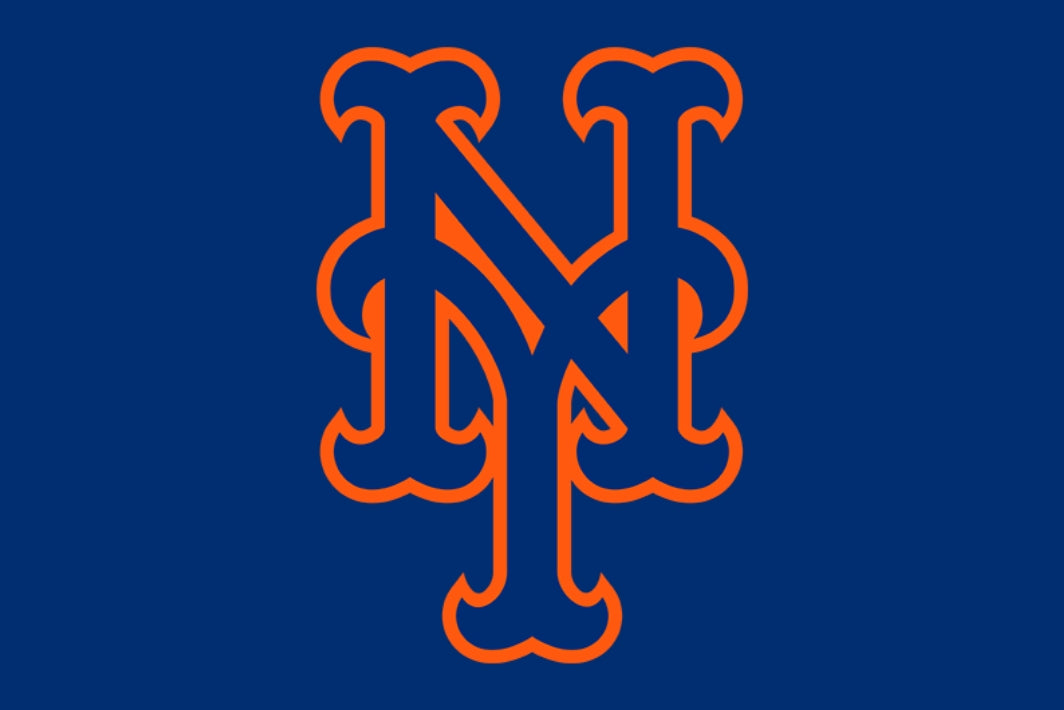 Logo of the New York Mets on a blue background