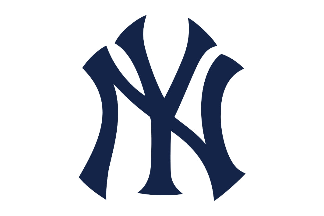 Blue logo of the New York Yankees on a white background