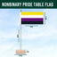 Nonbinary pride table flag with dimensions and Flags Ireland logo on a blue background