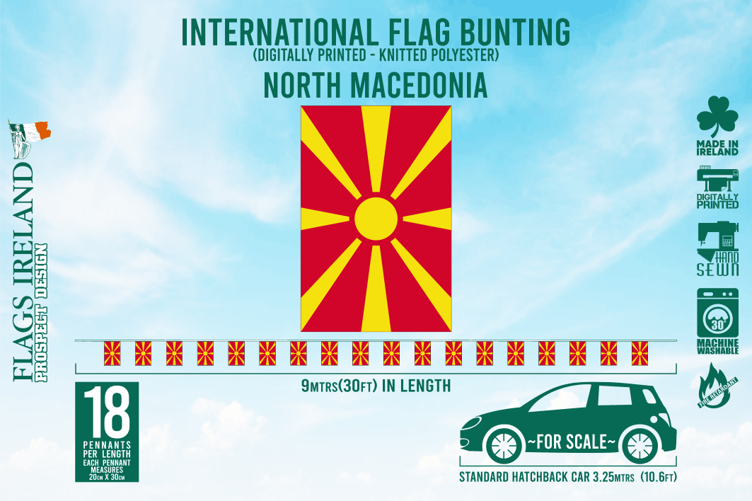 Wimpelkette mit Nordmazedonien-Flagge