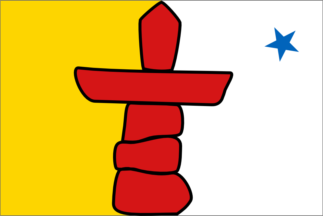 The Nunavut Flag. yellow and white, red and blue star