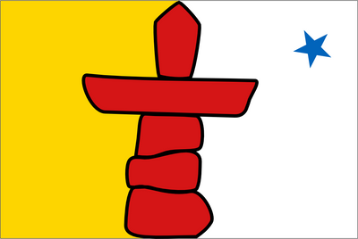 The Nunavut Flag. yellow and white, red and blue star