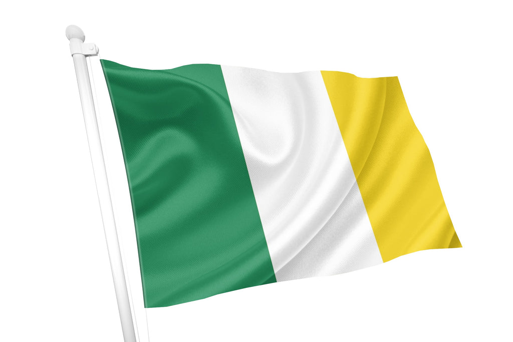 Green, White & Golden Yellow Coloured Flag – Flags Ireland Prospect Design