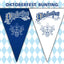 Oktoberfest-Text, dunkelblaue und weiße Dreiecksflagge