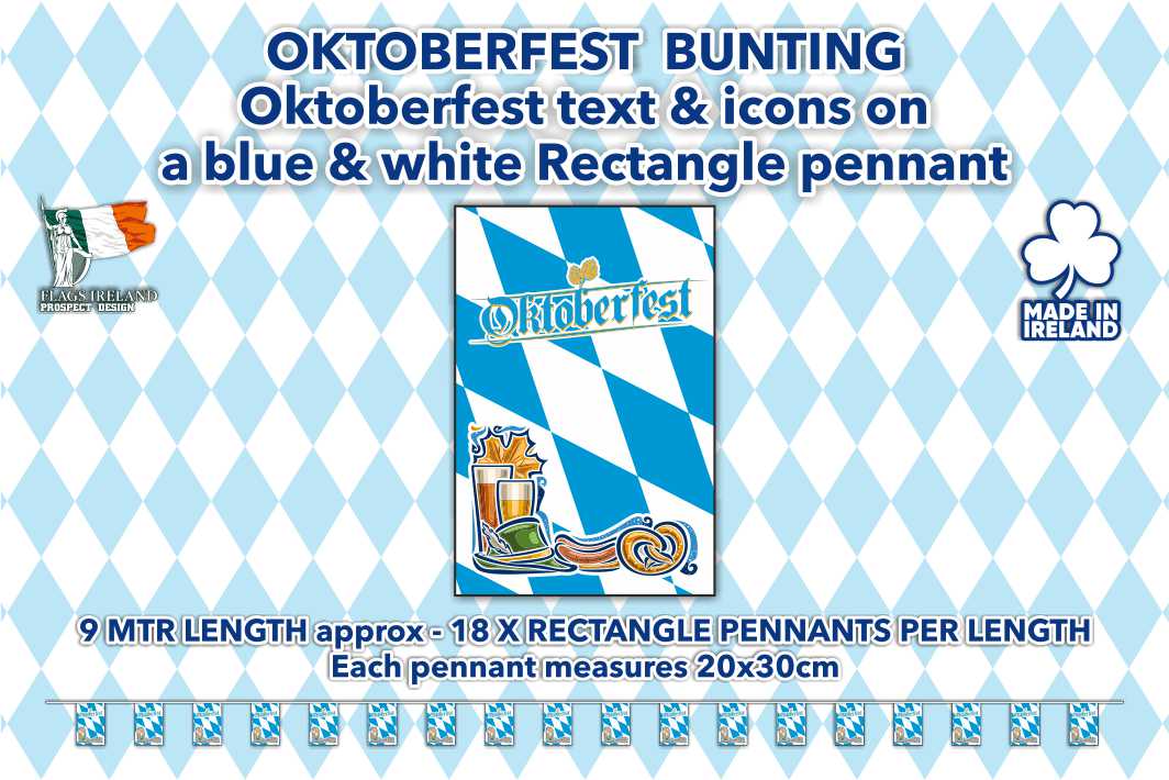 Oktoberfest-Wimpelkette mit Text und Symbol, rechteckig