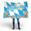 Texto e ícones da Oktoberfest Bandeira de losango azul e branco