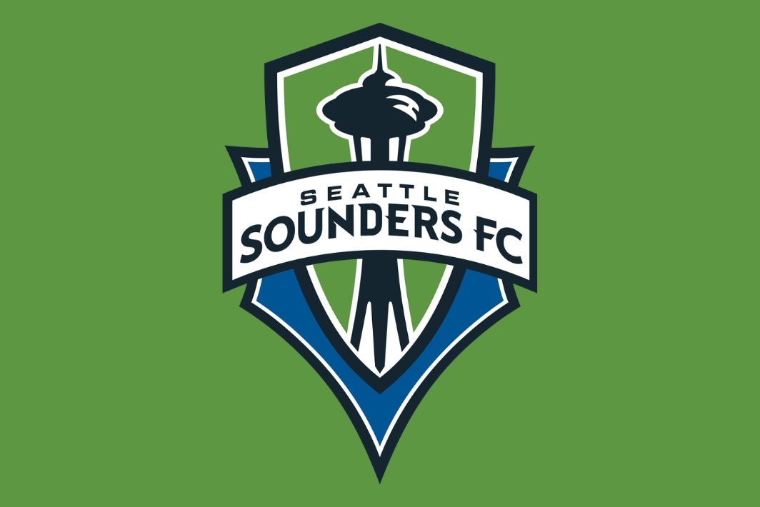 Seattle Sounders FC logo on a green background