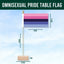 Omnisexual pride table flag with dimensions on a blue background