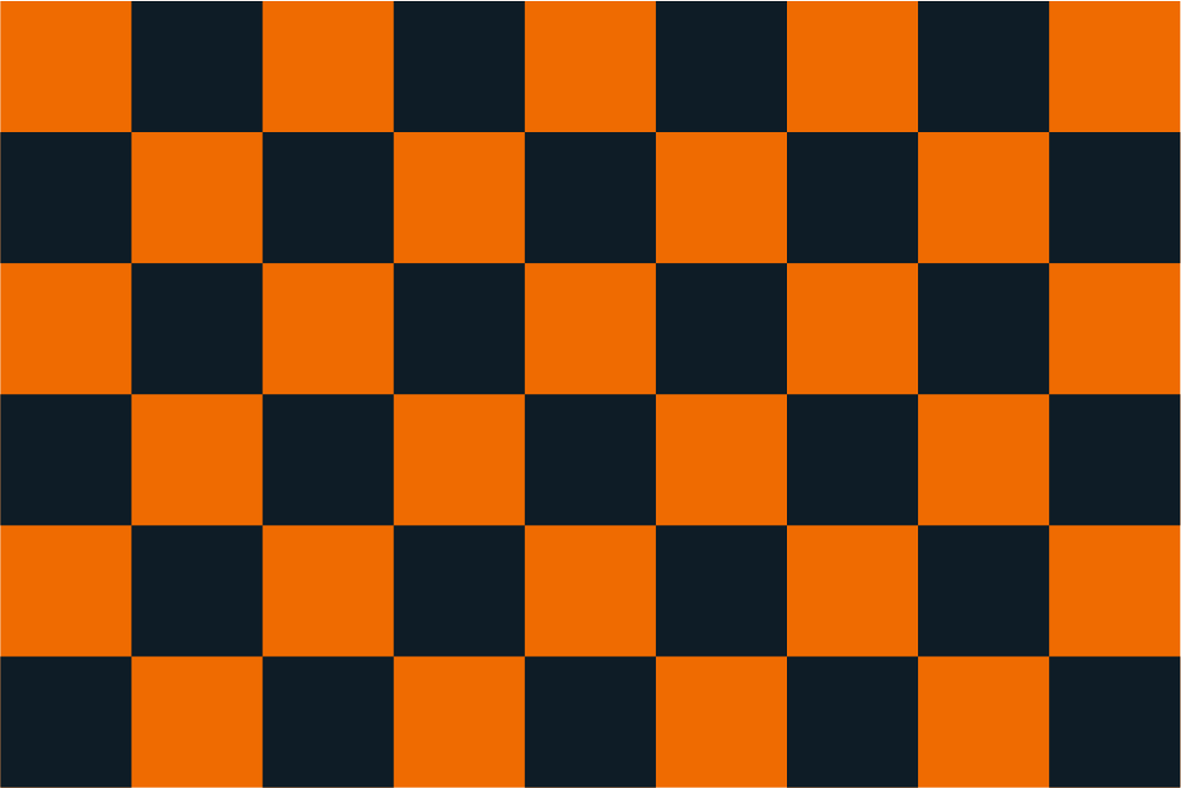 Bandeira quadriculada laranja e branca