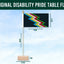 Disability pride table flag with measurements and Flags Ireland logo on a blue background