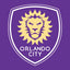 Orlando City logo with a lion emblem on a purple background