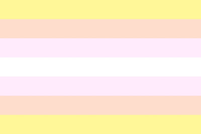 Pangender Pride Flag Color swatch with horizontal stripes of yellow, pink, and white