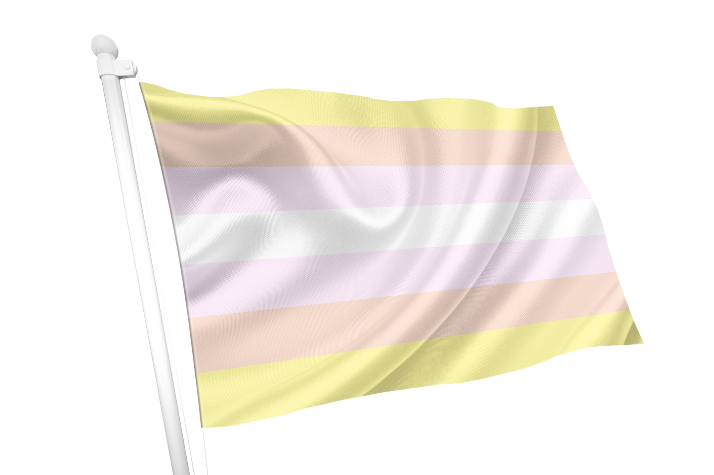 Pangender Pride Flag with pink, white, and yellow stripes on a white background